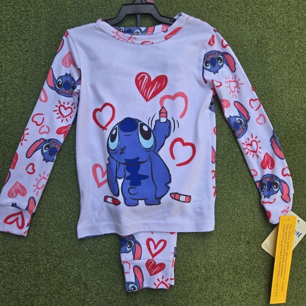 Disney Stitch Pjs Girl Size 6 Snug Fitting